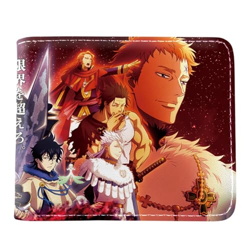 RYNDEX Black Clov-er Kartenetui Anime, Jugend Karikatur Portemonnaie Klein, PU Leather Geldbörse Brieftasche Wallet(Color:Multicolor 1)