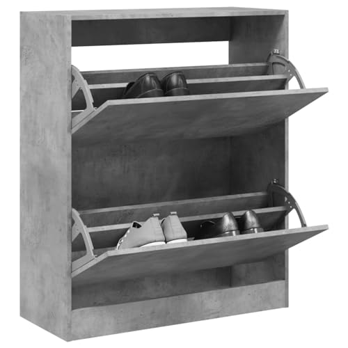 GSKXHDD Schuhschrank Betongrau 80x34x96,5 cm Holzwerkstoff, Schuhaufbewahrung Organizer, Schrankaufbewahrung Schuhständer, Flurmöbel Independence