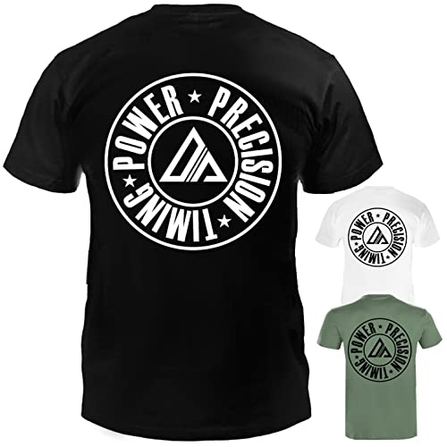 Dynamix Athletics T-Shirt PPT Power Precision Timing - Thaiboxen MMA Boxen Shirt für Sport und Freizeit mit Kampfsport Aufdruck in 3 tollen Farben (as3, Alpha, m, Regular, Regular, Schwarz)