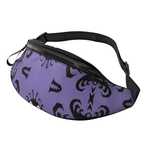 HSJFS Country Farm bedruckte modische Hüfttasche, verstellbare Hüfttasche, lässige Brusttasche, Horror-Muster auf violettem Hintergrund, Einheitsgröße