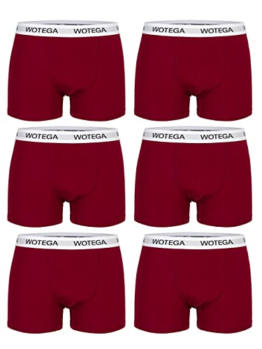 WOTEGA Joe Mens Underwear Basic Männer Boxershorts für Herren Marken Shorts Sport Unterhosen Boxer Set - 6er Pack, Rot (Biking Red 191650), XL