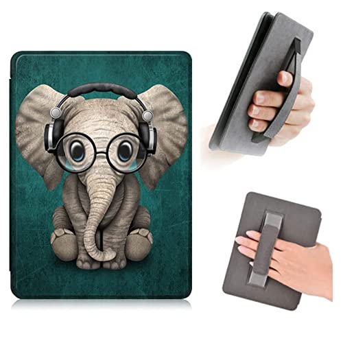YYS 6,8 Zoll Kindle Paperwhite Hülle für die 11. Generation 2021 mit Auto Wake/Sleep, Handschlaufen-Design，Magnetische wasserdichte Schutzhülle (Elefant)