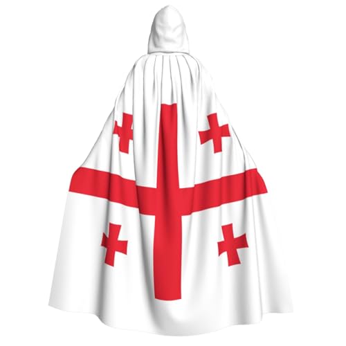 WURTON Flagge von Georgia, Unisex, Kapuzenumhang, Kostüm, Damen, Herren, Vampir, Halloween, Cosplay, Karneval, Mottoparty