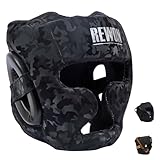 Night Camo Series Boxkopfbedeckung für Männer und Frauen | Jugend-Kickbox-Kopfbedeckung Kopfschutz für das Training | Head Gear MMA Schutzhelm für Wrestling, Sparring, Karate (Black, L)