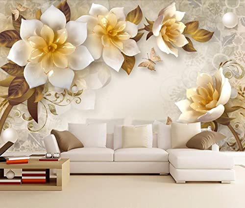 Tapete Home Dekorative Wandbilder 3D-geprägte Blumen Europäisches Retro-Tv-Sofa-Hintergrundbild 3D-Tapete TV Wandbild Tapete Wanddekoration fototapete 3d Vlies wandbild Schlafzimmer-400cm×280cm