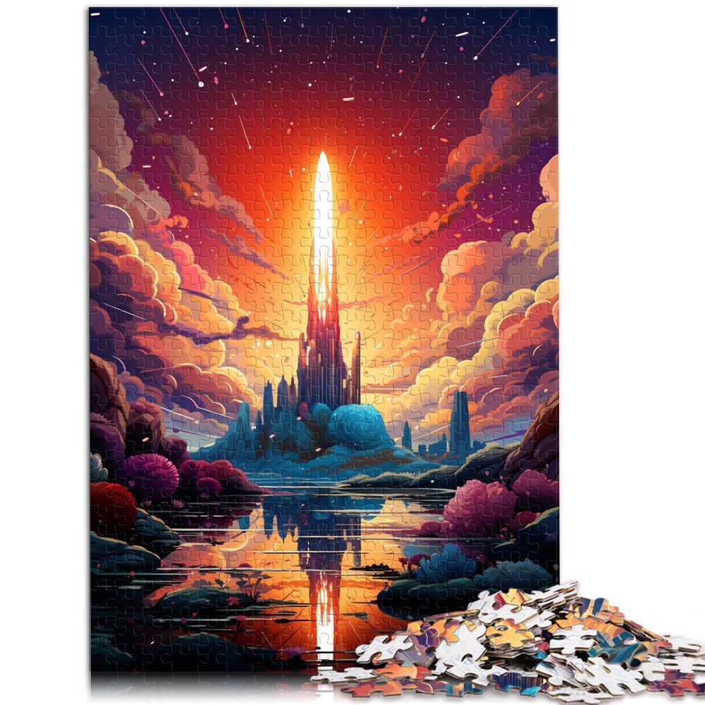 Puzzle für die farbenfrohe Psychedelie des Space Shuttle Dawn, 1000-teiliges Puzzlespiel, Holzpuzzle, Lernspielzeug, 1000 Teile (50 x 75 cm)