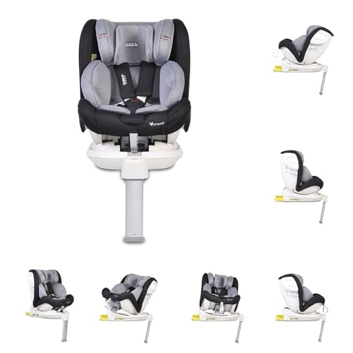 Cangaroo Kindersitz Admiral ISOFIX Gruppe 0/1/2/3 (0-36 kg) drehbar verstellbar, Farbe:dunkelgrau