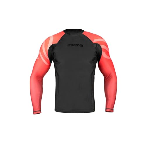 Sanabul Essentials Kompressions-Rashguard für MMA BJJ Wrestling, langärmelig, Größe L, Rot