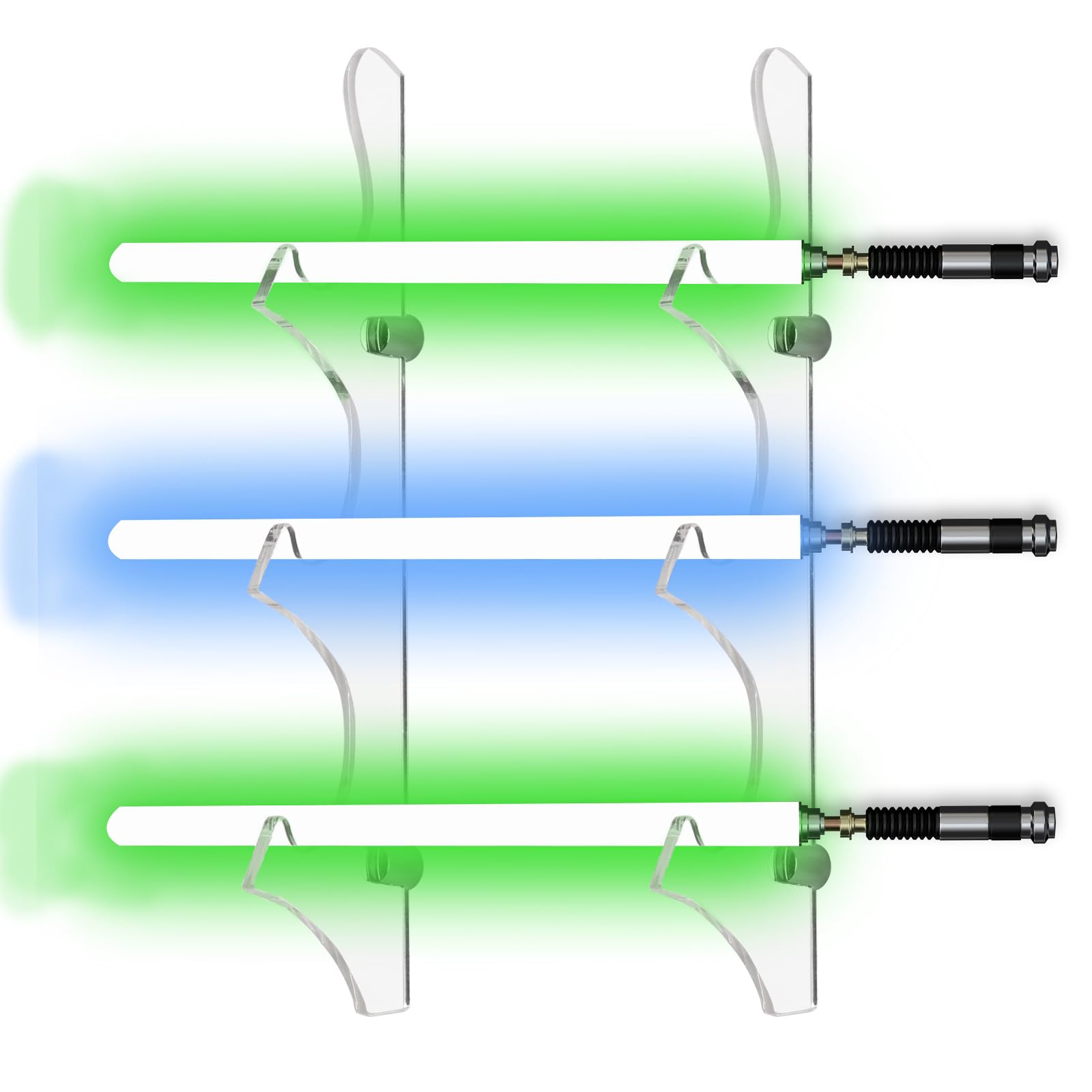 HHUXIUE Lichtschwert Wandhalterung Lichtschwertständer Wanddisplay Lichtschwert Halter Wandhalterung Acryl Lichtschwert Wanddisplay geeignet für Schwerter, Lichtschwert (3 Lagen Transparent)