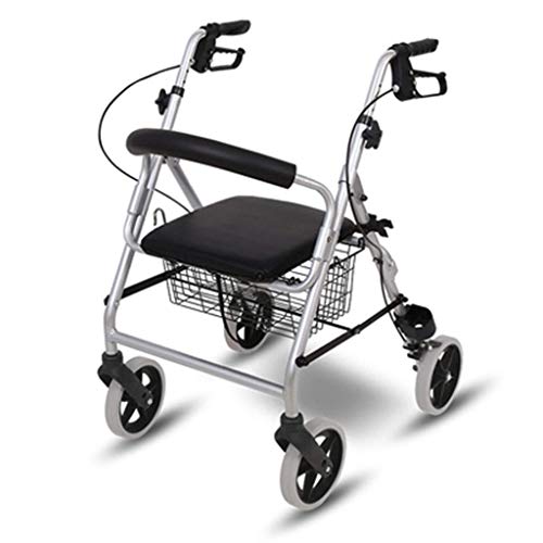 Standard-Walker für ältere Menschen, zusammenklappbarer Einkaufswagen mit vier Rädern, ergonomischer, rutschfester Handlauf, tragbarer, höhenverstellbarer Gehwagen, Geschenk Comfortable anniversary