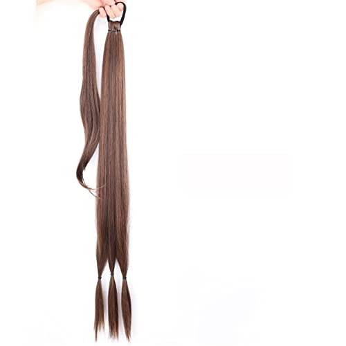 Pferdeschwanz Haarteil Elastisches Band for Frauen, synthetische lange geflochtene Pferdeschwanz-Haarverlängerungen, 85 cm, natürliches blondes Geflecht, Pferdeschwanz mit Haaren Pferdeschwanz Haarver