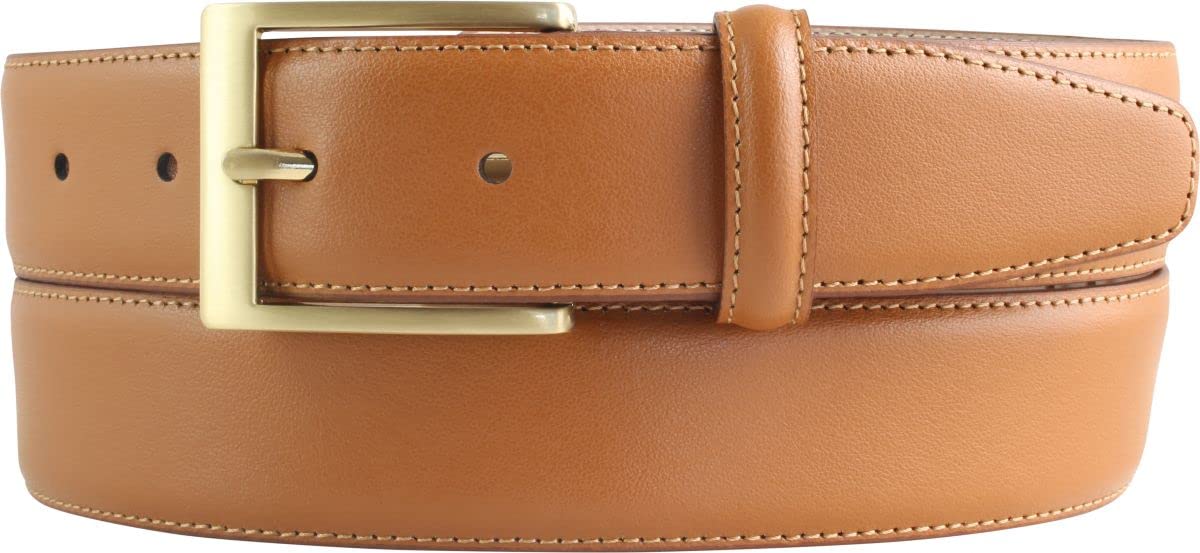 BELTINGER Hochwertiger Anzuggürtel aus Vollrindleder 3,5 cm Made in Italy | Bombierter Business-Gürtel für Herren 35mm | Tabac 85cm