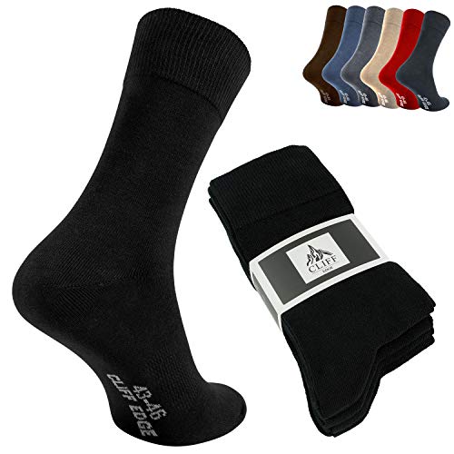 Cliff Edge 10 Paar hochwertige Premium Herren-Damen-Socken | atmungsaktive Socken aus gekämmter Baumwolle (47-50, Schwarz - 10 Paar)