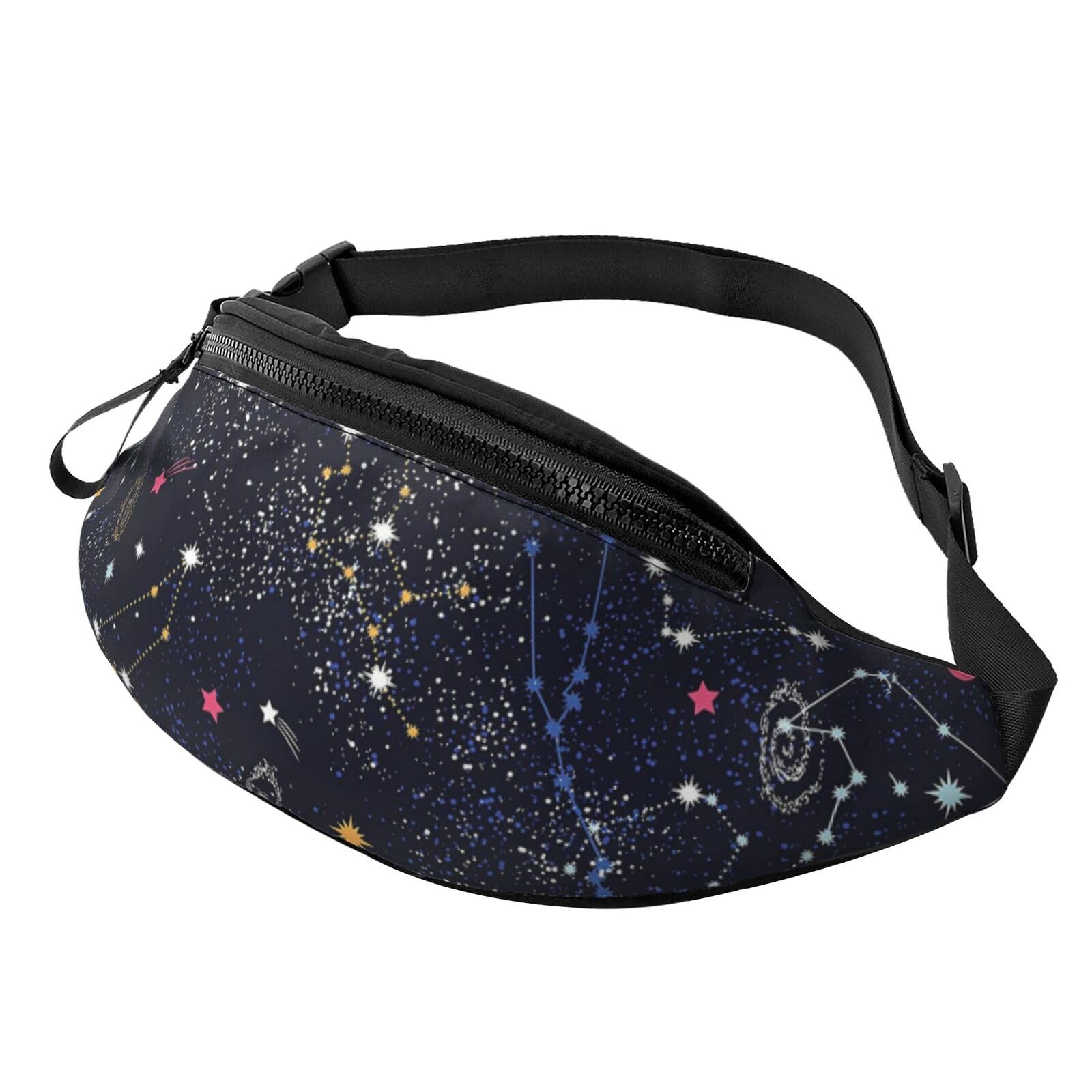 HSJFS Sporttasche mit buntem Blumen- und Schmetterlings-Aufdruck, lässige Brusttasche, Sternbild Star Cluster Galaxien, Einheitsgröße