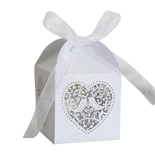 100 Stück Hochzeits-Süßigkeiten-Schachteln, Lovebirds, luxuriös, geschnitten, Party, Hochzeit, Gastgeschenk, Geschenkbox, Valentinstag