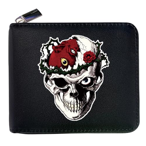 RYNDEX Berse-rk Anime Wallet, Leder Geldbörse mit Reißverschluss-Design, Geldbörse Geldbeutel Portemonnaie für Geschenkidee(Color:Black 4)