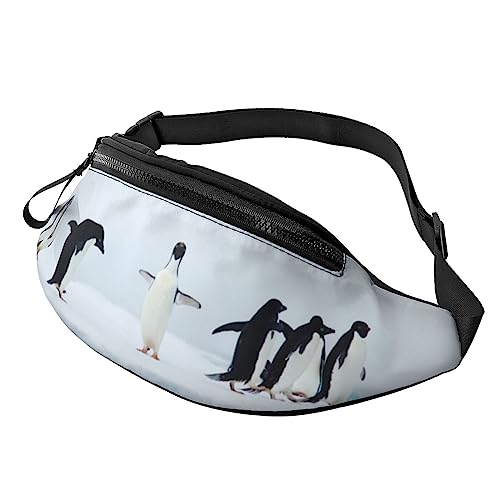 HSJFS Sporttasche mit Weltkarten-Aufdruck, Umhängetasche, lässige Brusttasche, Pinguine auf dem Eisberg, Einheitsgröße