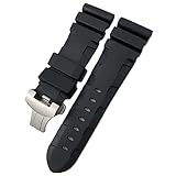 SCRUBY Gummi-Uhrenarmband 22mm 24mm 26mm Silikon Uhrenarmband Für Panerai Tauchleuchte PAM Wasserdicht Armband, 26mm black buckle, Achat