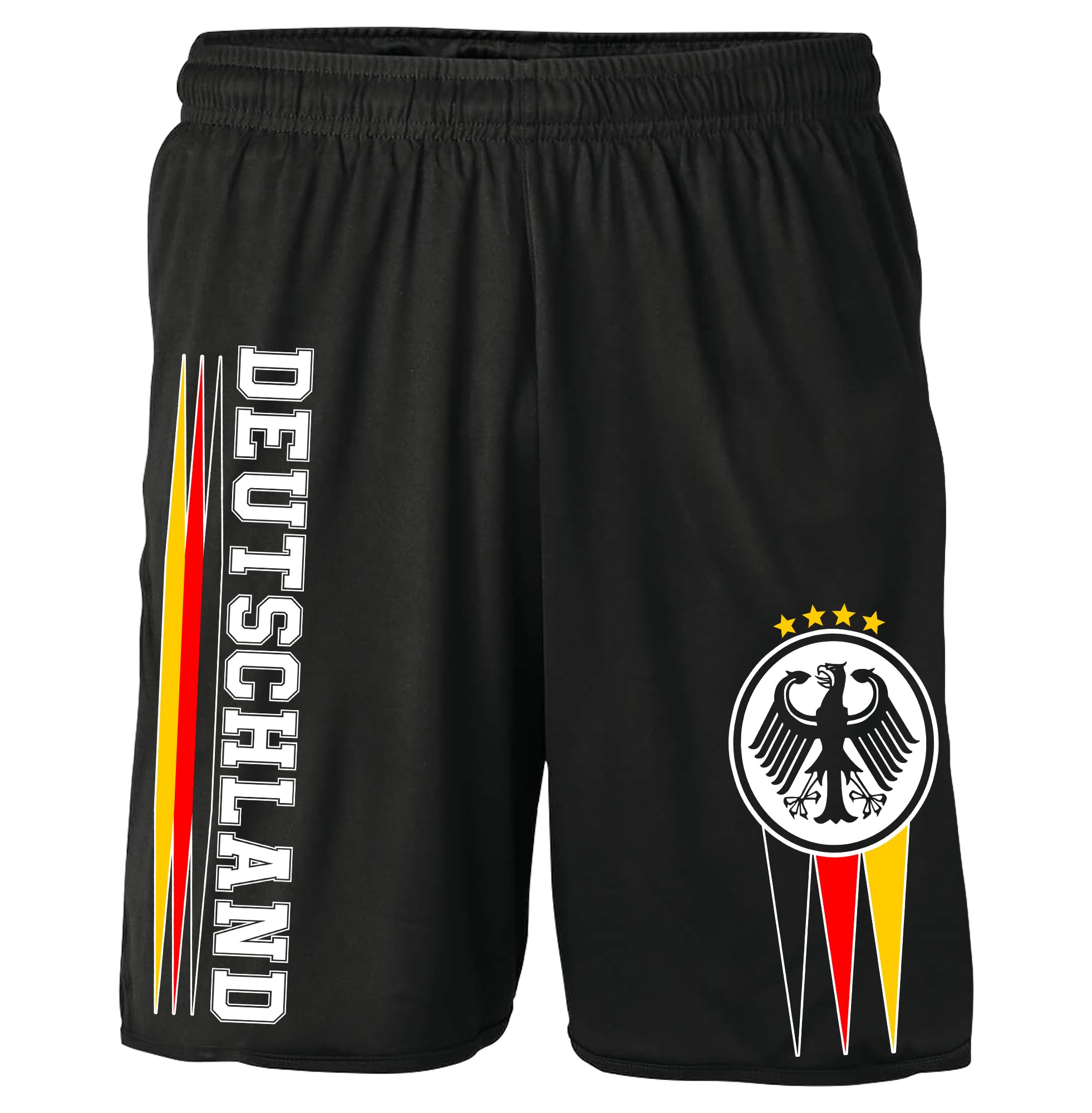 UGLYSHIRT Deutschland Shorts | Deutschland Fanartikel EM 2024 Germany Fußball WM Flagge Deutschland Kurze Hose Deutschland Hose | M12 Schwarz (M)