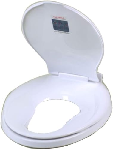 Toilettensitz, Toilettenzubehör, Toilet Seat V Shape Adult Child with Adjustable Hinge Quick Release Toilet Lid with Small Seat,White (470 * 360mm)