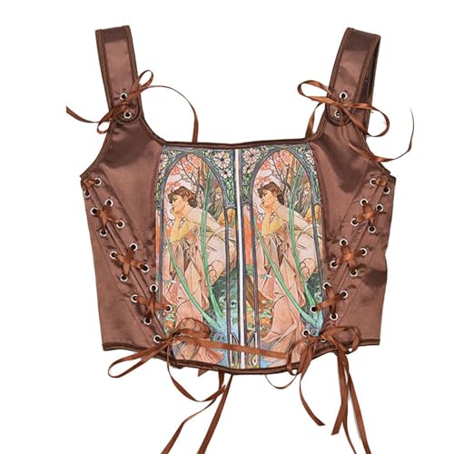 KUAIYIJU Renaissances Bustier Gürtel Gebundenem Fischgräten Tanktop Rollenkostüm Cinchers Kostüm