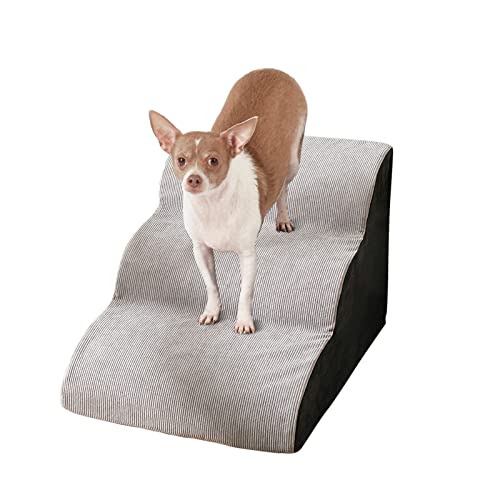 Hundetreppe Treppenbett, 3 Stufen, Hunderampe mit Schlafsofa, Haustiertreppe, Hundetreppe, Flanell, rutschfeste Haustiertreppe, ideal für kleine, ältere verletzte Hunde und Katzen, hochdichter