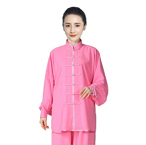 FLY FLU Tai Chi Kleidung Damen，Herren Tai Chi Uniform Damen Herren Bequem Atmungsaktiv Tai Chi Anzug Kampfsport Kleidung Kung FU Kleidung Seide Licht Cool,Pink-Medium