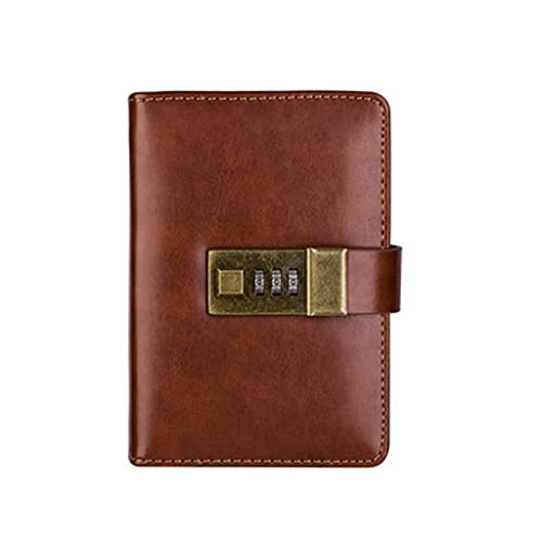 Taschenbuch Mini Journal, Notizbuch, gesperrt, Notizbuch, Mini-Tagebuch, Geschenk, Retro, multifunktional, tragbar, mit Passwortschutz, horizontale Linie, Notizbuch(Brown)