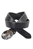 Cipo & Baxx Herren Ledergürtel Belt Bunt Schließe Oval Markenbadge Gürtel CG206 Schwarz Gr.90