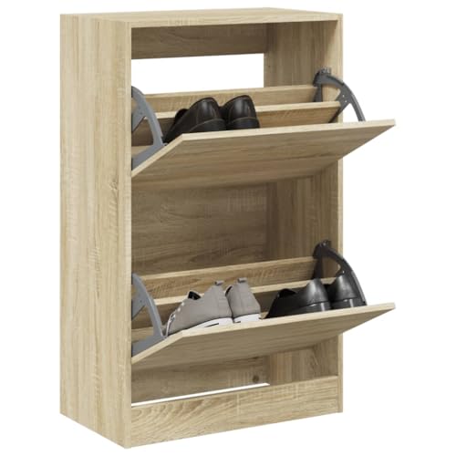 GSKXHDD Schuhschrank aus Sonoma-Eiche, 60 x 34 x 96,5 cm, Holzwerkstoff, Schuhaufbewahrung, Schrankaufbewahrung, Schuhständer, Flurmöbel Independence