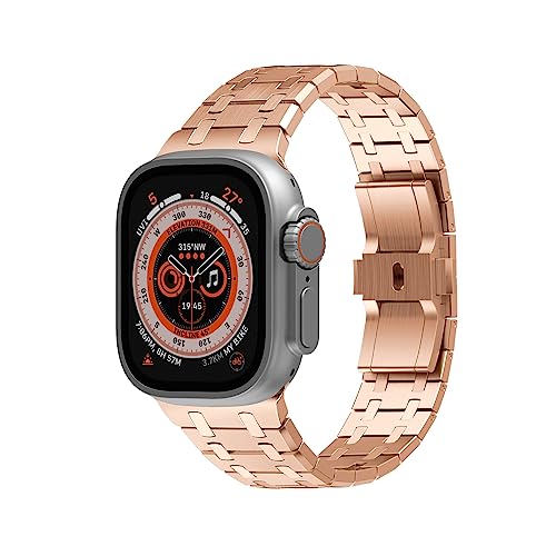 NEYENS Edelstahl-Uhrenarmband, integriertes Armband, Mod-Kit, für Apple Watch 8, 7, 6, 5, 4, SE, 49 mm, 45 mm, 44 mm, 42 mm, Zubehör für Metall-Lünette, Ersatz-Kits, 45 mm, Achat