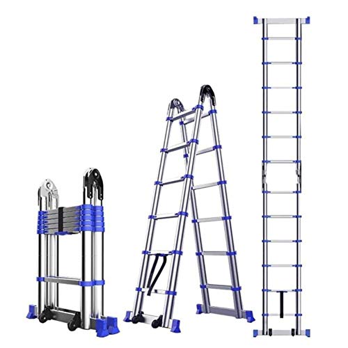 Blaue, ausziehbare Mehrzweckleiter, Teleskop-Ausziehleiter für Dachzelte im Freien und für den Notfall, Tragkraft 200 kg (Größe: 2,25 m + 2,25 m/7,3 Fuß + 7,3 Fuß) (Blau 3,15 m + 3,15 m/10,3 Fuß +