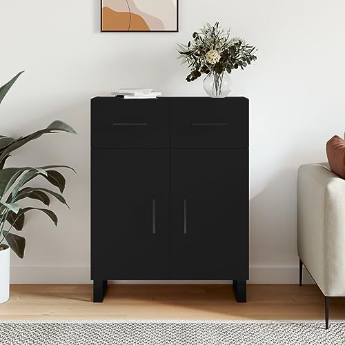 CCCINER Sideboard Schwarz 69,5x34x90 cm Holzwerkstoff,Modernes Sideboard im zeitlosen Look für Ordnung und Eleganz im Zuhause