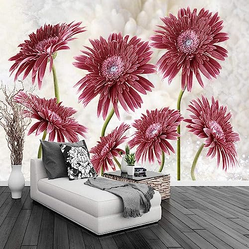 Einfache Rote Blume 3D Tapete Poster Restaurant Schlafzimmer Wohnzimmer Sofa TV Dekorative Wand-400cm×280cm