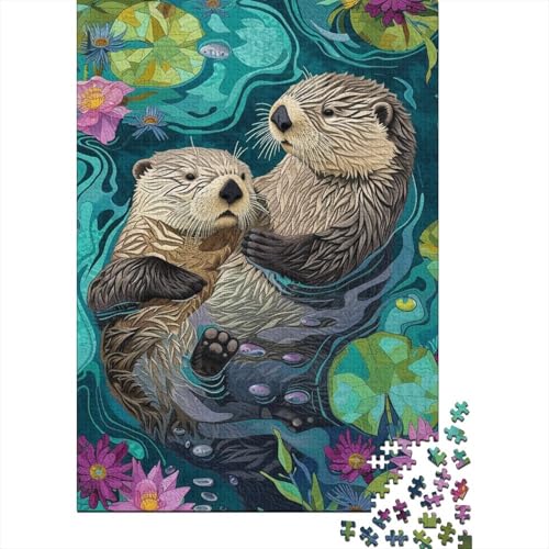 Bunte Otter-Puzzles für Erwachsene und Jugendliche von Art Jigsaw Puzzles für Erwachsene, 1000 Teile, Entspannungspuzzles, Denksportaufgaben (Größe 75x50cm)