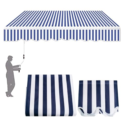 Ersatzstoff for Einziehbare Markise - Einziehbare Markisen for Terrassenüberdachung, UV- und Wasserabweisendes Gewebe 280g/m² for Deck, Balkon, Hof(J,(16x5ft) 5x1.5m)