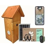 Green Feathers Batteriebetriebene Solar-Vogelhaus-Kamera mit Wi-Fi-Verbindung und großem Vogelhaus mit Seitenfenstern Bundle, Outdoor-Wildkamera für Vogelkästen