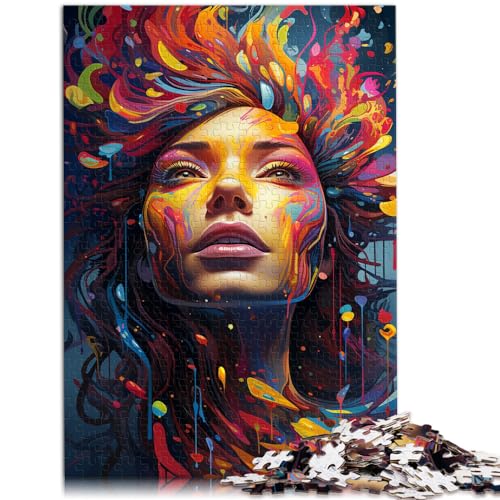 Puzzle-Geschenk, Gemälde, farbiges Mädchen, Puzzle 1000 Teile für Erwachsene, Holzpuzzle, Wanddekoration, einzigartige Geburtstags, 1000 Teile (50 x 75 cm)