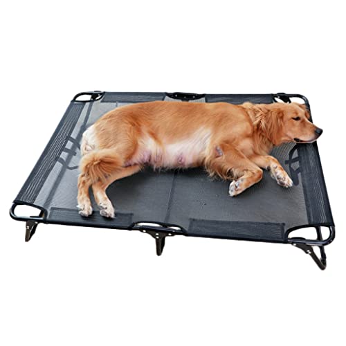 GNBOW Erhöhtes Hundebett, Erhöhtes Hundebett Mit Waschbarem Bett, Zusammenklappbares Hundebett, Atmungsaktives, Langlebiges, Erhöhtes Netzbett (Color : Schwarz, S : 120 * 80 * 22cm)