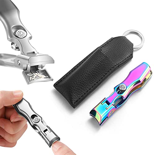 Portable Ultra Sharp Nail Clippers, Ultra Sharp Stainless Steel Nail Clippers, Splash-Proof Nail Clippers, Anthelper Nail Clipper (without box,Coloured(Flat mouth))