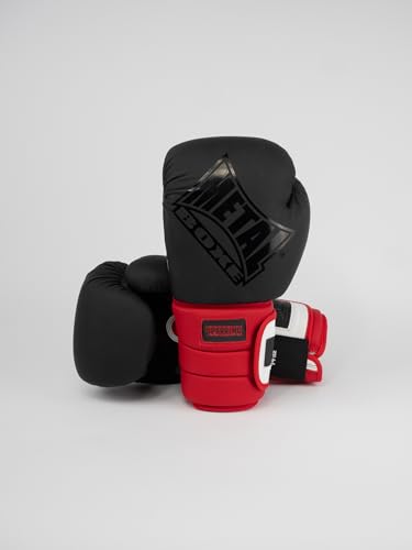 METAL BOXE Gants de Boxe Sparring Noir/Rouge/Blanc 16 oz