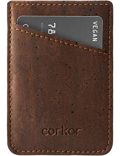 Corkor Geldbörse Minimalistische Schlank Brieftasche Herren Leichtes Natur-Leder Kreditkarten Natur Veganer Korkleder Braun