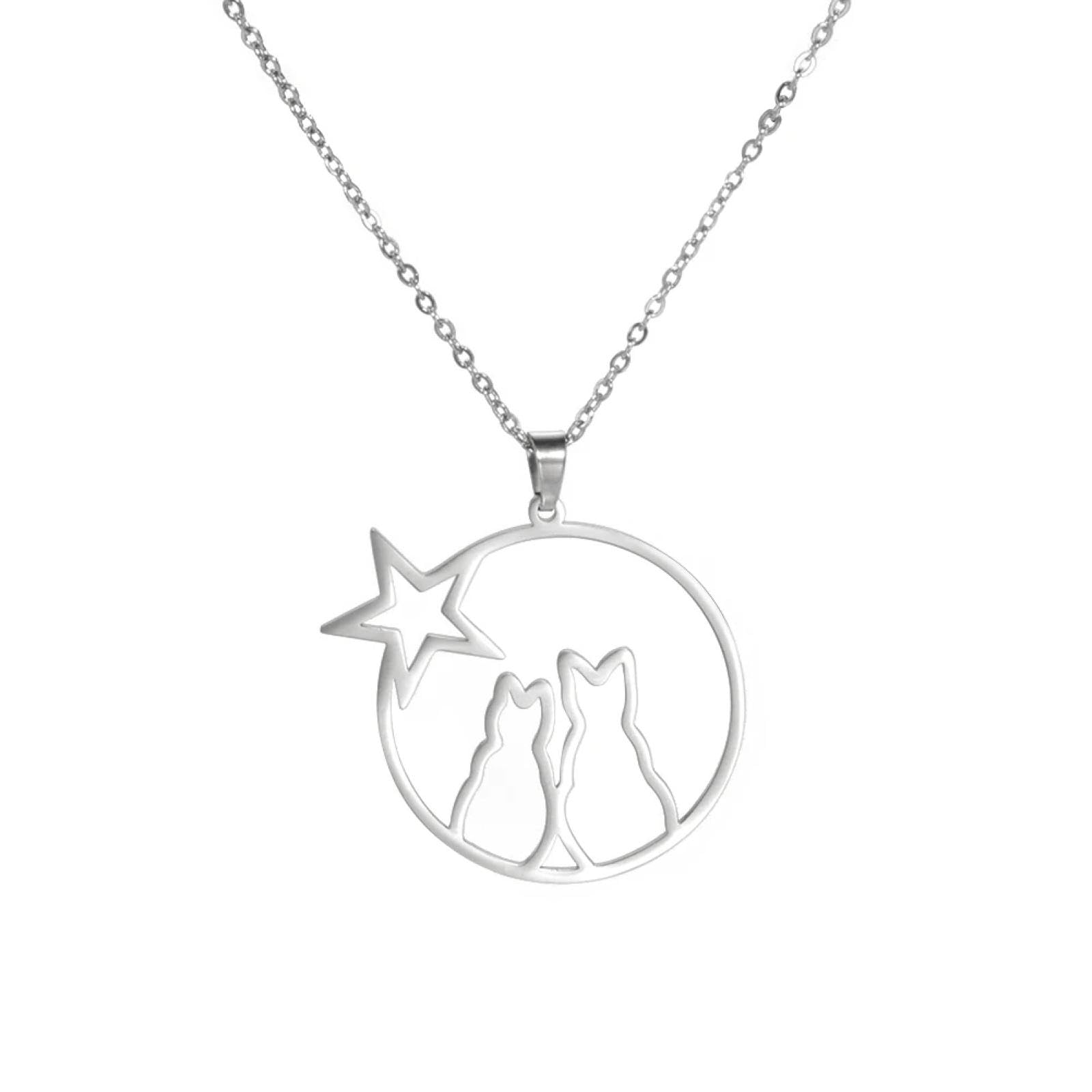 Belachick Retro Halskette Ketten Schmuck Herren Frauen Anhänger Necklace Halskette Mit Niedlichem Tier-Katzen-Anhänger Für Frauen Und Mädchen, Schlüsselbeinkette, Haustierpfote, Für Mädchen, Style4S