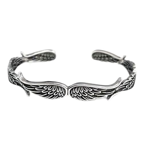 YIHANSS Armband Engelsflügel im Vintage-Stil, Sterling-Silber-Armband, verstellbare Öffnung, Engelsflügel-Armband, Geschenk für Ehemann, Freund, Damenschmuck