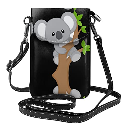 Hugging Tree Koala Handy-Geldbörse: >> Kleine Umhängetasche aus Leder für Damen, Schultergurte, Tasche mit Kreditkartenfächern, 19 x 7,4 cm, Schwarz, Einheitsgröße, Schwarz, Einheitsgröße