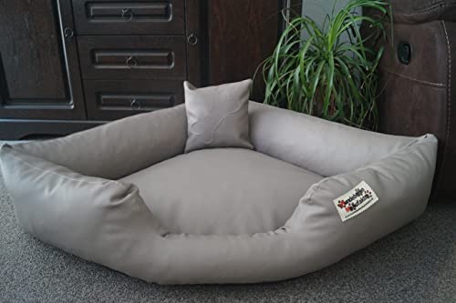 Hundebett Eckbett Hundesofa Schlafplatz Kunstleder Canto (100 cm X 100 cm, Taupe)