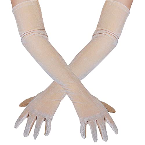 DooWay Damen Opera Samt Handschuhe Touchscreen Super Lang Nude 60cm Kleid Kostüm Cosplay