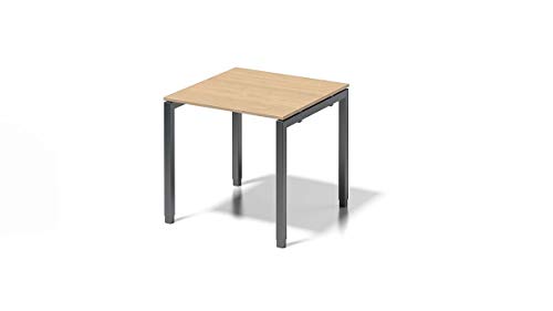 BISLEY Cito Schreibtisch, 650-850 mm höheneinstellbares U, H 19 x B 800 x T 800 mm, Metall, Mp334 Dekor Ahorn, Gestell Anthrazitgrau, 80 x 80 x 85 cm