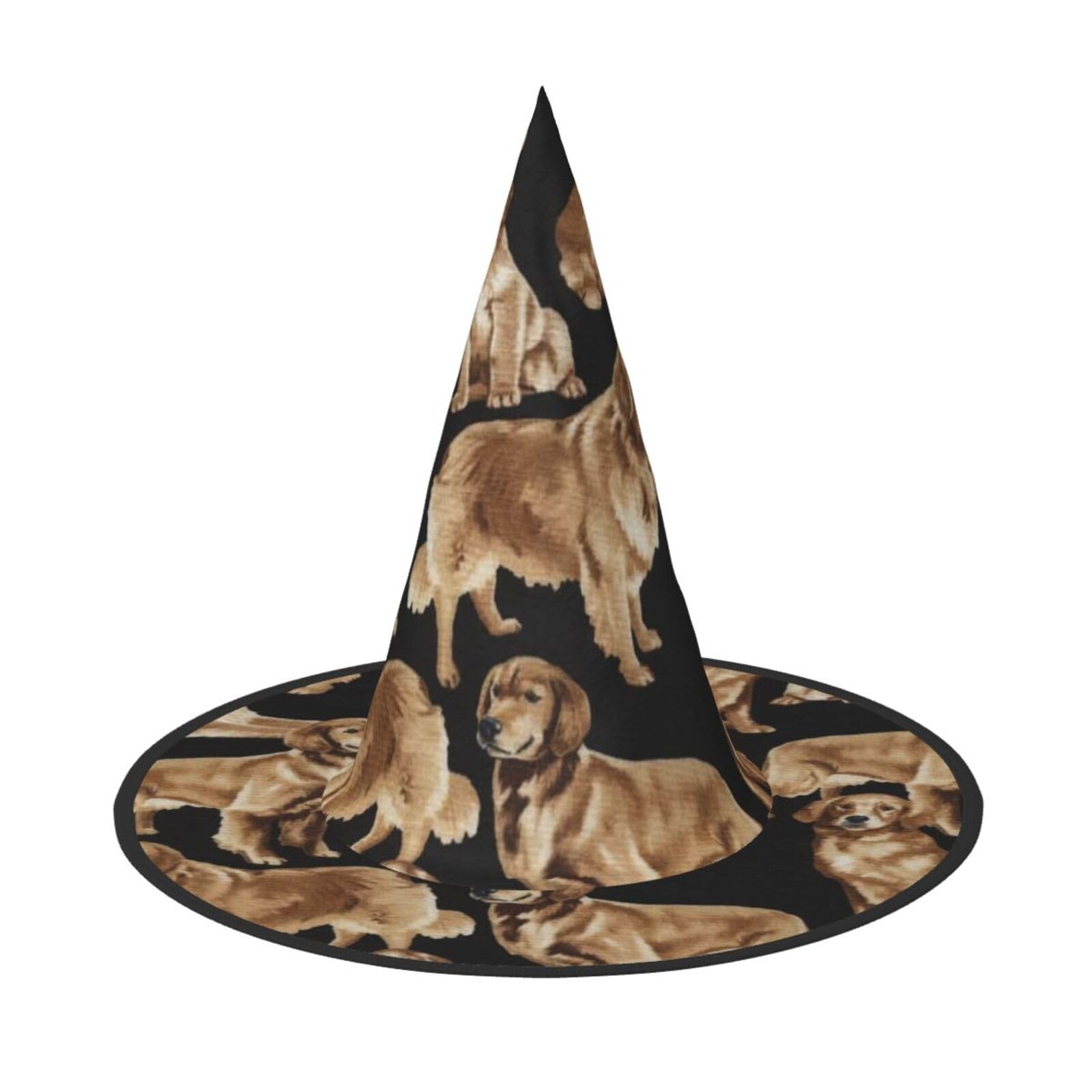 WURTON Golden Retrievers Print Halloween Hexenhut Erwachsene Halloween Hut Kostüme Hexen Hüte Halloween Dekor Party