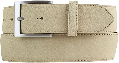 BELTINGER Gürtel aus Veloursleder 4 cm | Hochwertiger Velour-Ledergürtel für Herren 40mm | Herren-Gürtel Wildleder-Gürtel 4cm | Beige 85cm